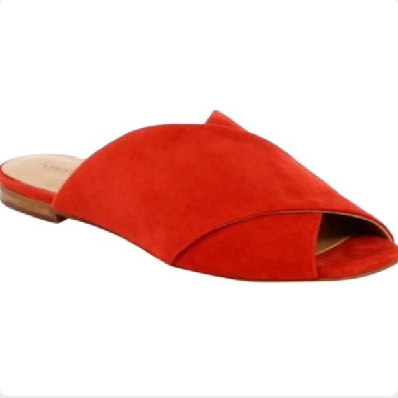 Rebecca Minkoff Anden Red Suede Crossover Slide Sandals Size 6.5 - Picture 1 of 13